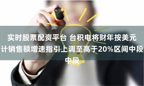 实时股票配资平台 台积电将财年按美元计销售额增速指引上调至高于20%区间中段