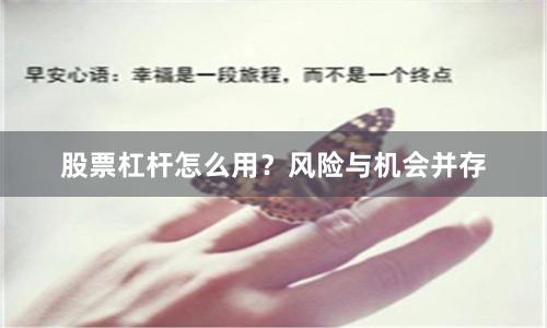 股票杠杆怎么用？风险与机会并存